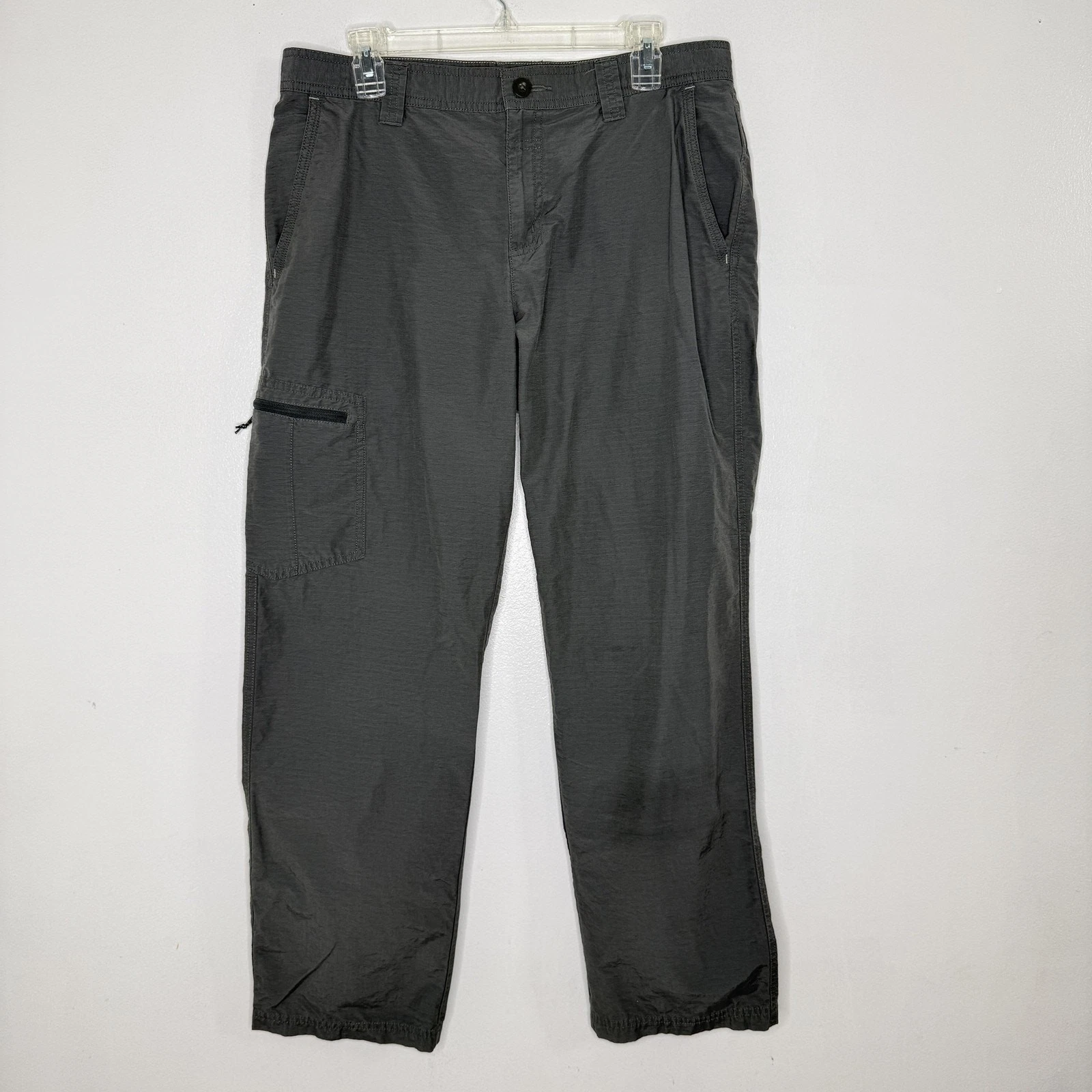 Columbia Pants Mens 34x30 Gray Cargo Lined Elastic Cuff Travel Hiking Outdoor