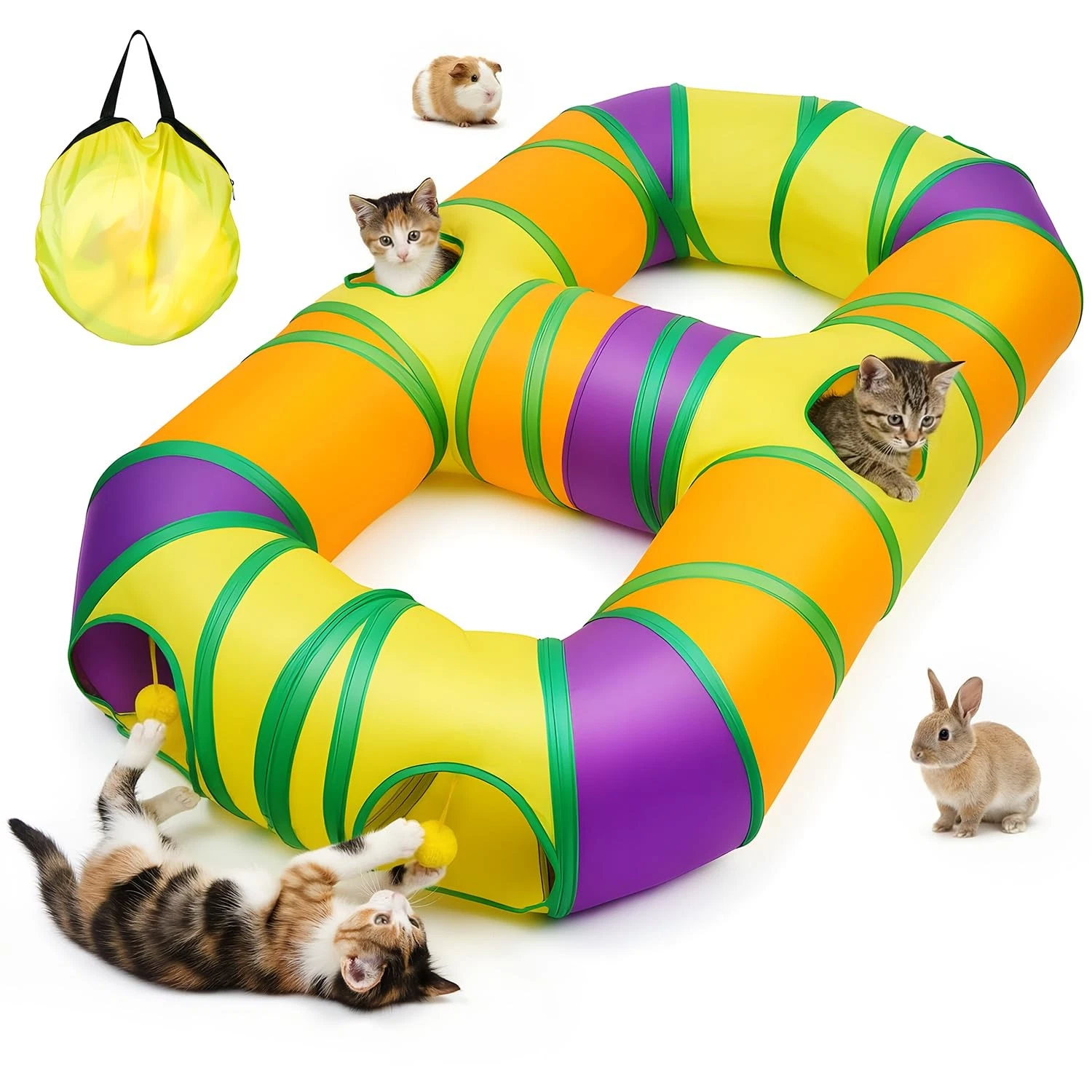 Cat Tunnel for Indoor Cats 8-Shaped, Collapsible Cat Playhouse Pet Play Tunne...