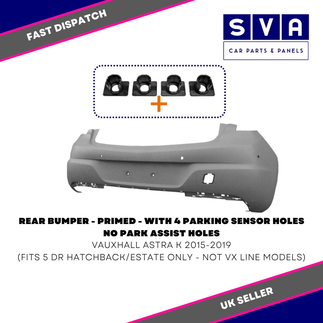 Rear Bumper Primed With Parking - Vauxhall Astra K 2015-2019 Insurance Approved