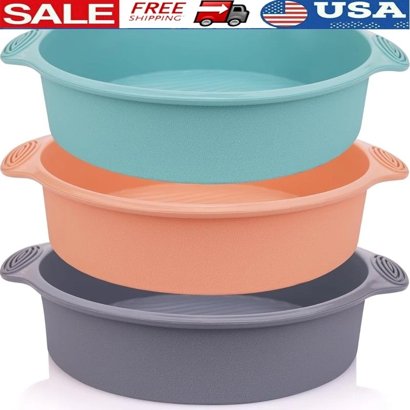 Non Stick Silicone Baking Mold Round Dishwasher Safe Flexible Kitchen Tool New