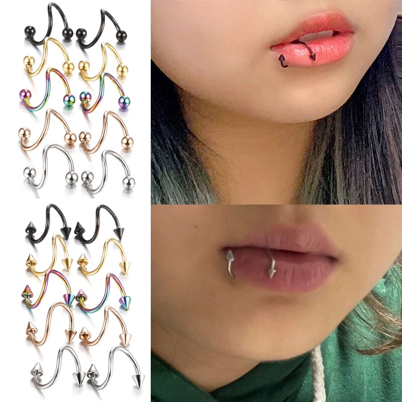 2pcs Titanium Steel Piercing Lip Ring Lip Studs Fashion Gothic Nose Piercing  Ring Belly Button Ring Lip Piercing Body Jewelry | Fruugo KR