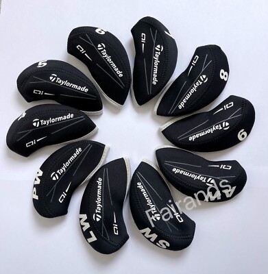 Black & Grey TaylorMade QI Neopren Golf Eisen Abdeckungen Headcover 10 Stück UK Lager