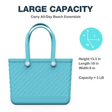 Waterproof Rubber Beach Tote Bag Travel Sandproof Leakproof with Zipper Pocket