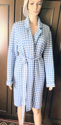 Knitted coat STEFANEL Woman, blue-white color, size L Cappotto a