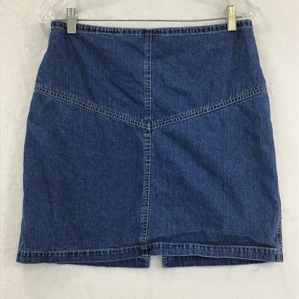 Baccini / кожаный струнных инструментов галстук мухи карандаш прямой короткий джинсовой ткани Jean юбка / размер 8 - Изображение 2 из 4