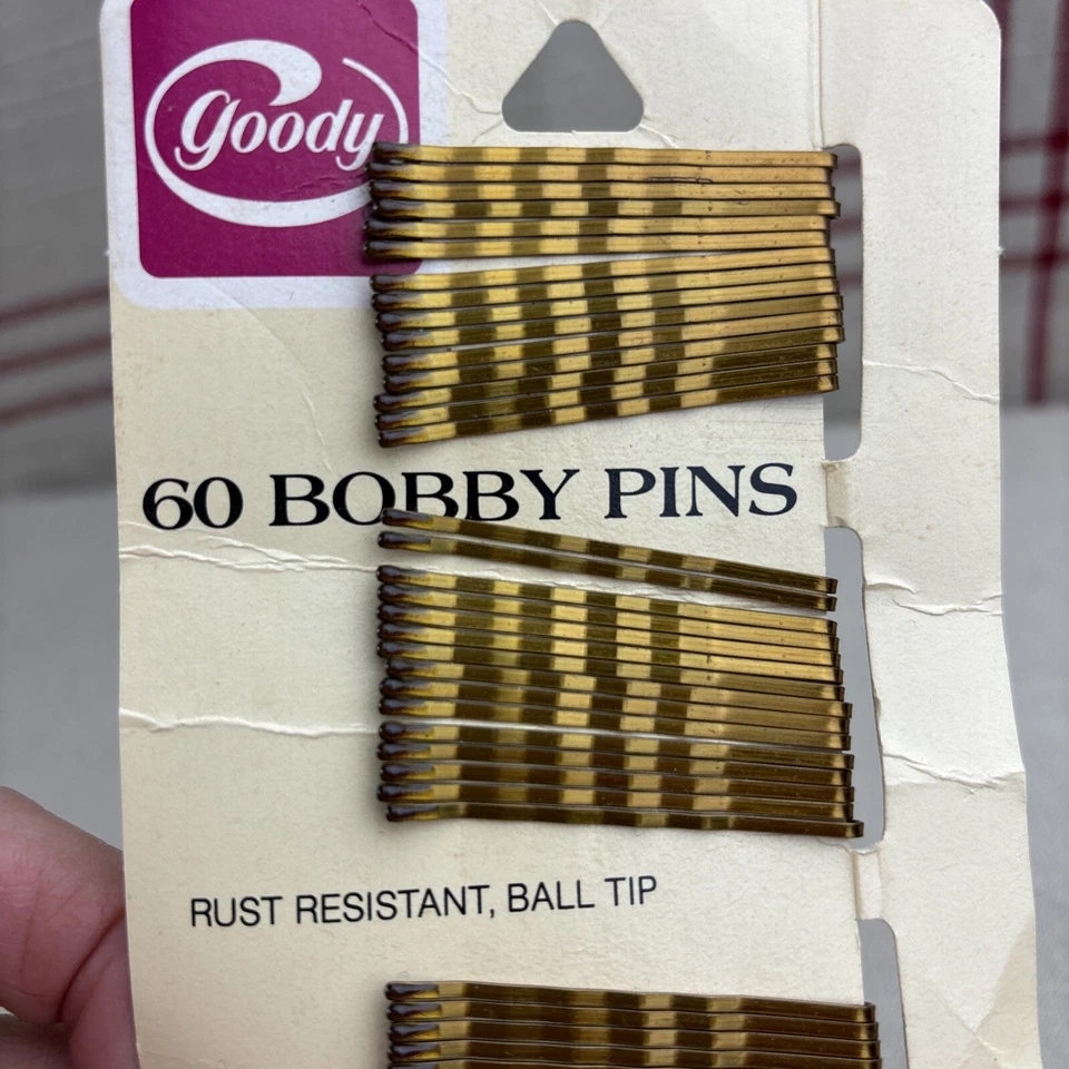 Vintage 1982  Goody Hair Retro Bobby Pins Made In USA Brown Ball Tip 60 Ct New - Image 3 of 4