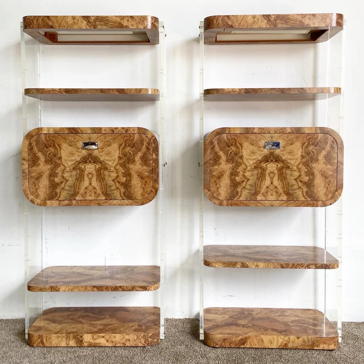 Lucite shelving unit deals