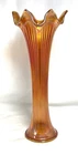 Fenton Carnival Glass Fine Rib Vase-Vaseline with a Marigold Overlay