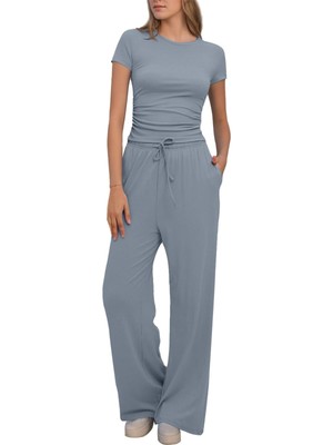 Zweiteiler Damen Kurzarm Loungewear Set Homewear Lounge Sleepwear Freizeit Sets