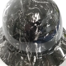 full brim hard hat custom hydro dipped IN CHAINED GODS , SKULLS CHAINS ⛓ NEW