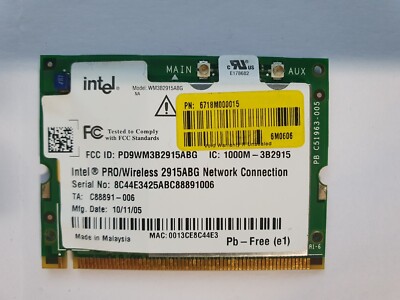 Intel Pro 2915 ABG Mini PCI Wireless Minipci 2915ABG 54 | eBay Australia