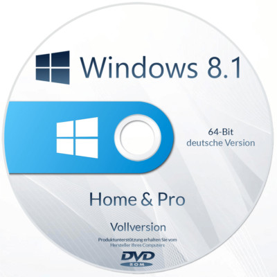 WINDOWS 8.1 HOME + PRO 64-BIT INSTALLATIONS DVD BOOTFÄHIG DEUTSCH REPARATUR