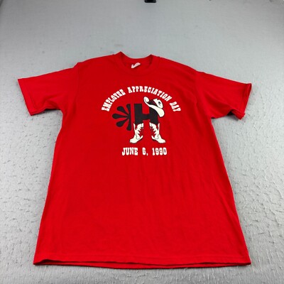 Vintage 90s Employee Appreciation Day Shirt Mens L Red Stedman Single Stitch