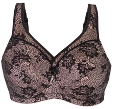 Glamorise MAGIC LIFT Bra 38DD ~ All Over Lace Overlay ~ (LEOTARD BACK) Black NEW