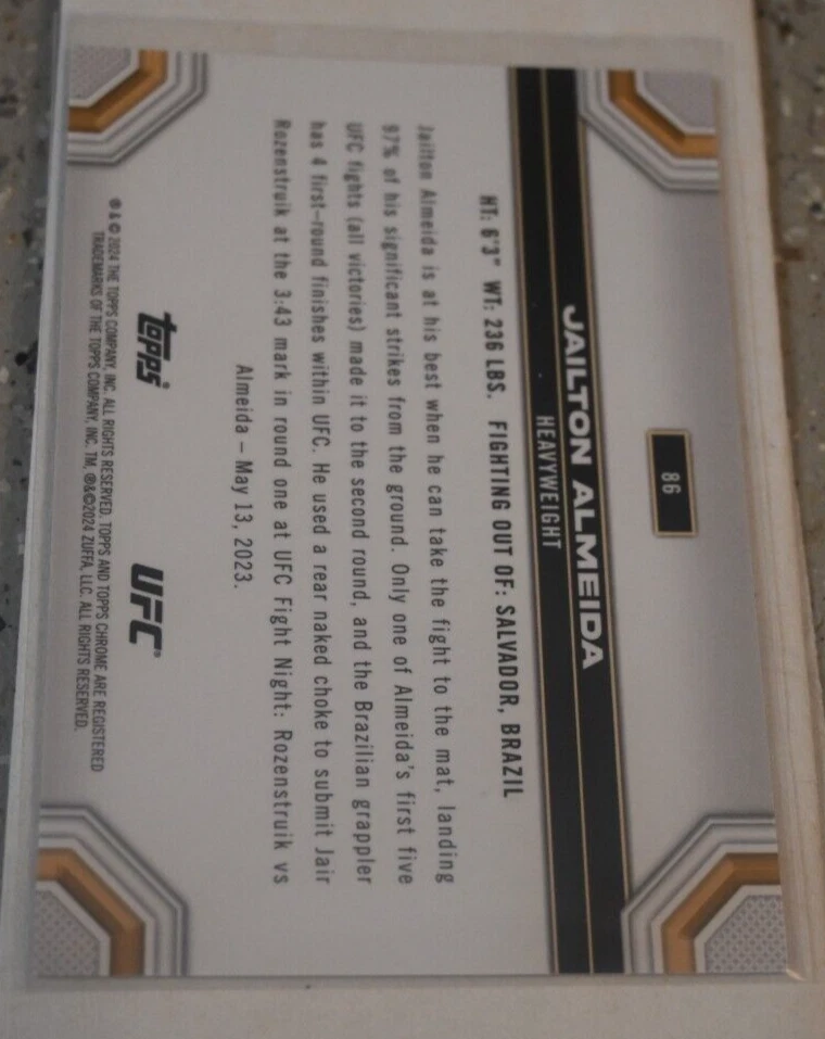 2024 Topps Chrome UFC Mini Diamond /299 JAILTON ALMEIDA No. 86! - Image 2 of 2