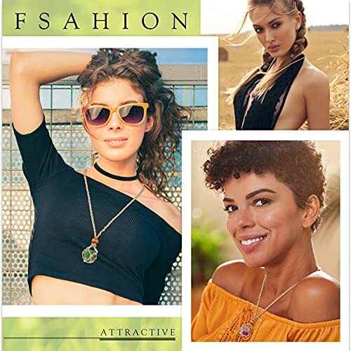 6 Pieces Necklace Cord Empty Stone Holder Empty Necklace Holder Quartz Beige