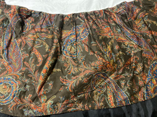 Ralph Lauren Bedford Hunt Paisley Queen Bed Skirt Dust Ruffel 17" Drop Brown  - Picture 1 of 9