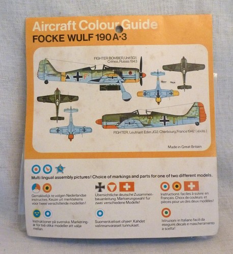 Frog Focke Wulf 190 A-3 Aircraft Model Kit 1/72 Scale Bagged Hang Pack - Picture 2 of 2