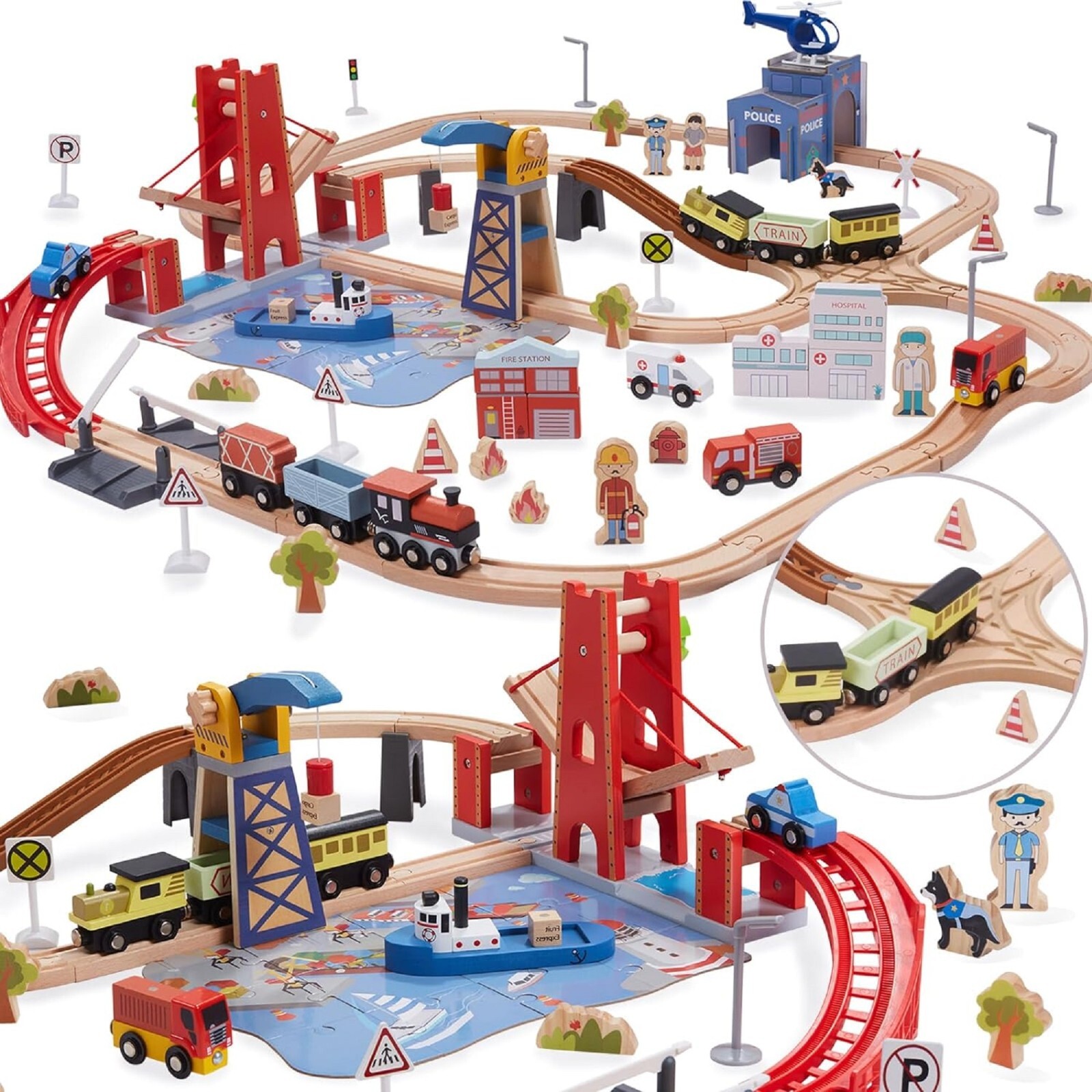 117Pcs Wooden Train Tracks Lot Railway Pieces Set Play for Thomas the Train Brio