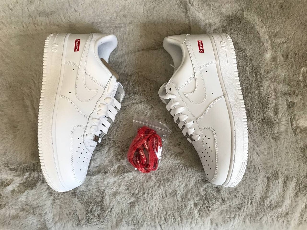 Size 9.5 - Nike Air Force 1 x Supreme Low Box Logo - White
