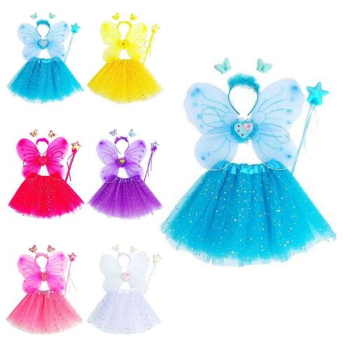 4pcs/set Party Props Princess Costume Sets Wear Butterfly Wings  Girls Kids - Afbeelding 1 van 14