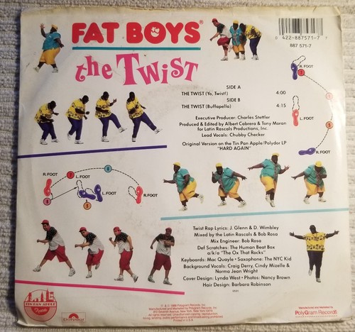 Fat Boys w/ Chubby Checker "The Twist (Yo Twist)/ The Twist (Buffapella)" VG+/VG - Afbeelding 2 van 4
