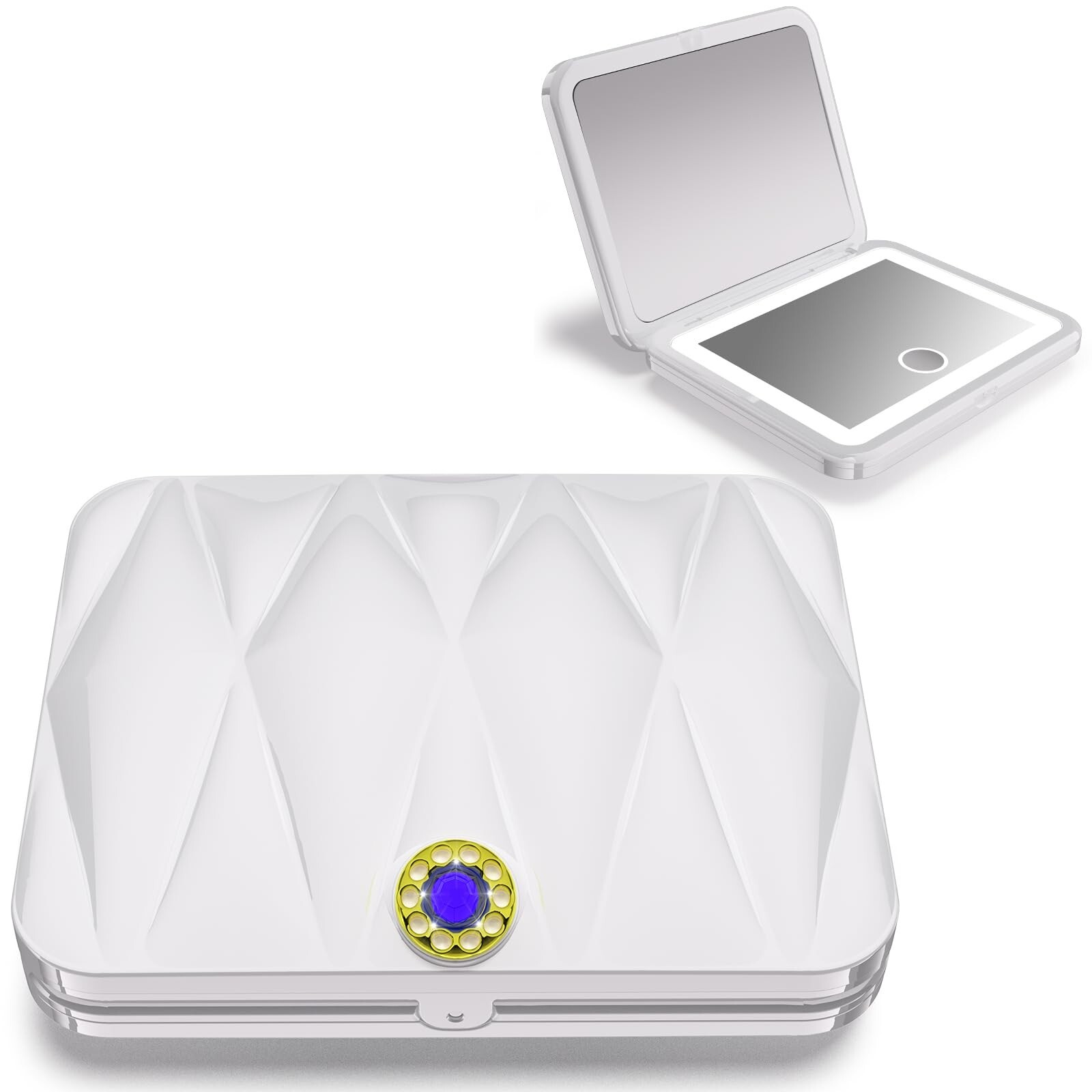 Portable Rechargeable Lighted Travel Mirror Compact Pocket Makeup Mirror with LED Light  