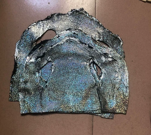 Piel de pez raya genuina superficie de molienda cuero piel hágalo usted mismo material chatarra - Imagen 9 de 17