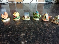 6 TETLEY TEA COLLECTABLE FIGURES - TEAPOTS, ANIMALS & HOUSES