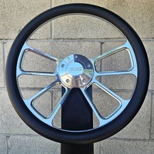 14 Billet 4 Spoke Steering Wheel W Black Vinyl Wrap And Gmc Modern Horn