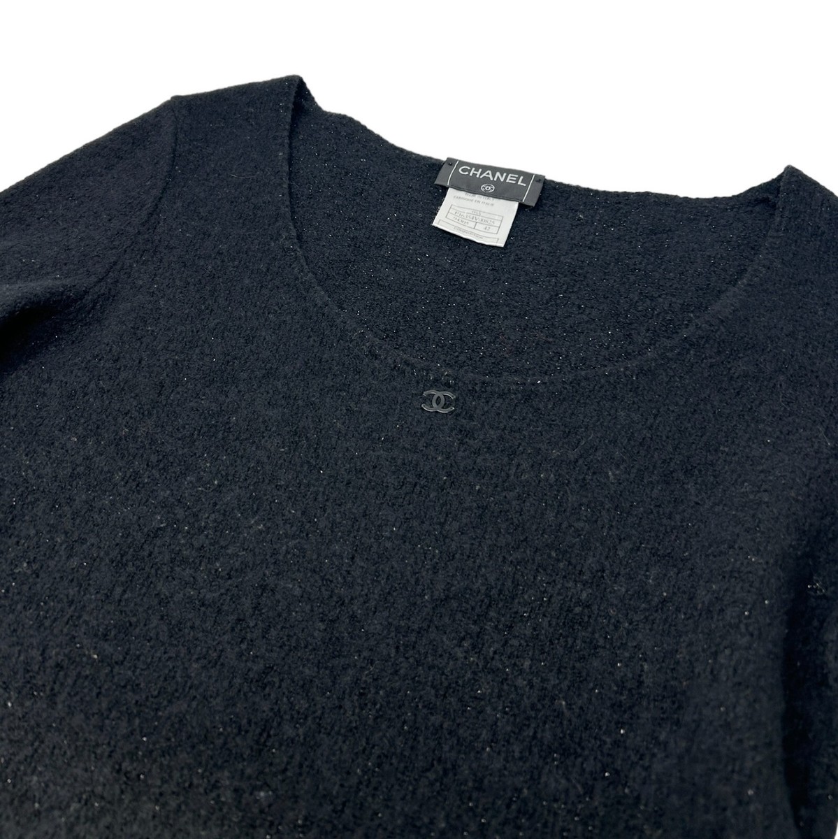 トップス CHANEL coco mark knit best 42 CHANEL Vintage 00A Coco Mark Logo Sweater #42 Tunic Top