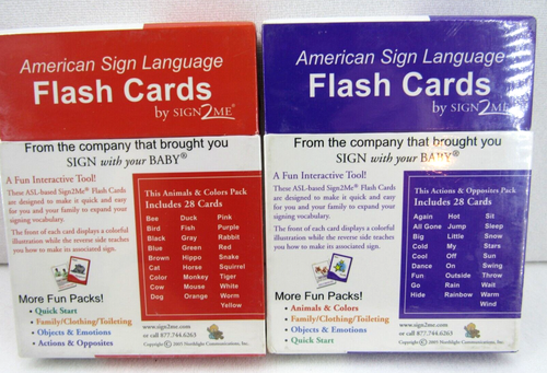 Sign2Me ASL Flash Cards ~ English Spanish Beginner Action Opposite Animal Color - 第 2/8 張圖片