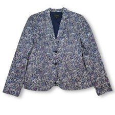 EUC Talbots Ditsy Floral Print Blazer Cotton Two Button Jacket Womens 8