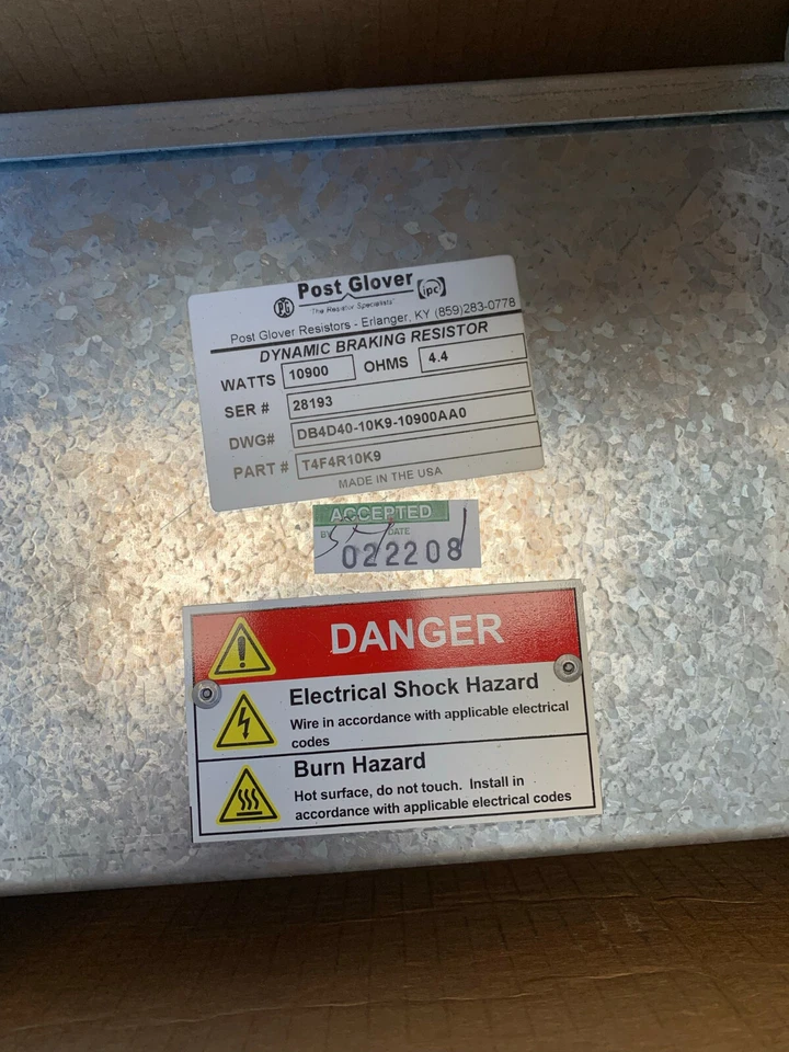 Post Glover T4F4R10K9 Dynamic Breaking Resister 10900 Watts - New In Box - Image 3 of 3