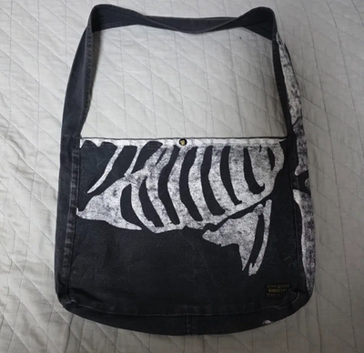 KAPITAL KOUNTRY スケルトンショルダーバッグ Kapital Kountry 14oz Denim Bone Print Book Bag Skeleton Indigo