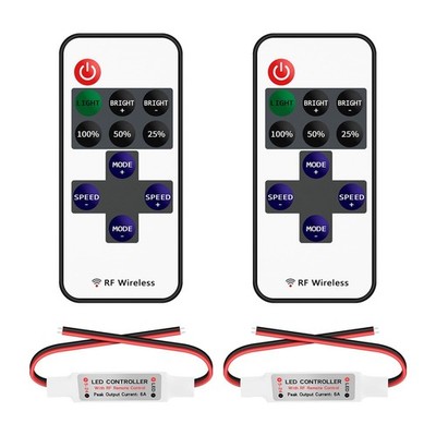 2 Pack 11 Key RF Mini Wireless Remote Controller with DC 5-24V for 3528 5050 ...