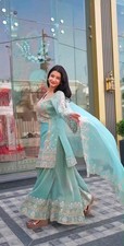 PUNJABI SHARARA PLAZZO KURTI PLAZZO SALWAR KAMEEZ SUIT WOMEN READY MADE DESIGNER