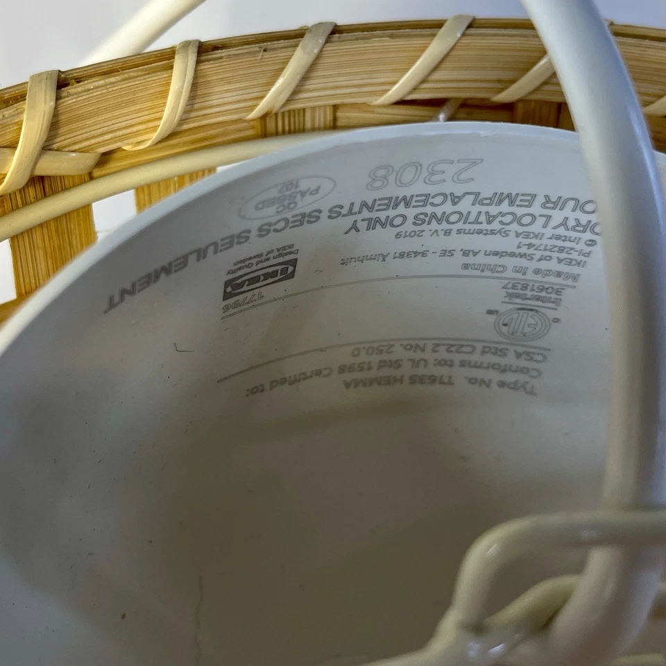 IKEA GOTTORP Pendant lamp shade bamboo 22x15" & Hemma Cord Set - Image 3 of 4