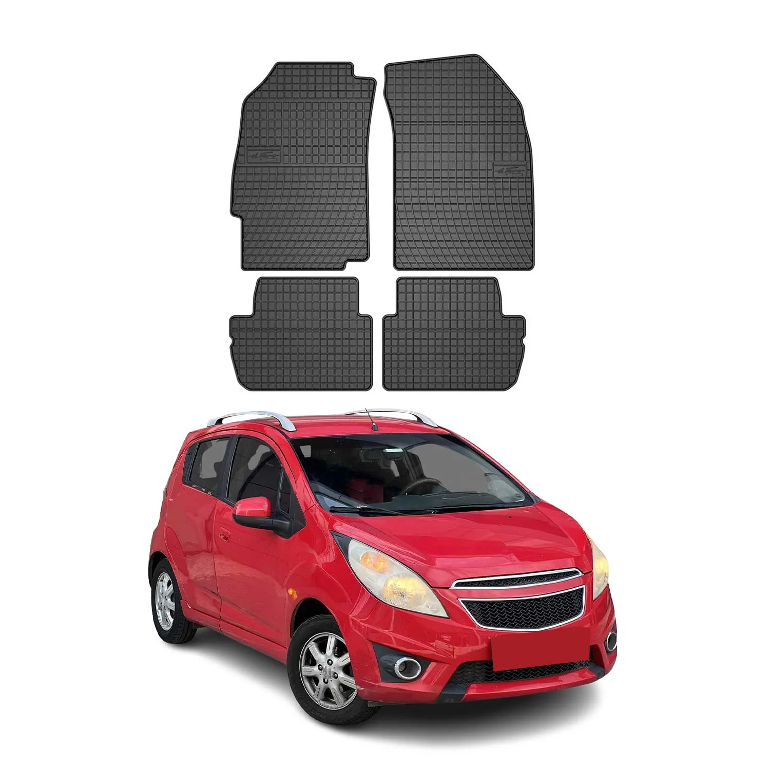 Tapis de sol caoutchouc noir Chevrolet Spark 2015-2019 auto sur mesure