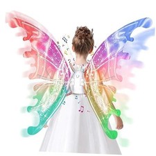 Electric Fairy Wings for Girls, Light Up Moving Butterfly Wings with Purple