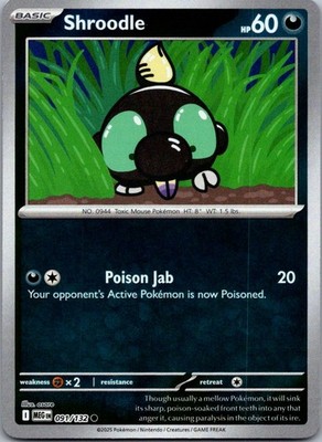 Shroodle 091/132 Common Mega Evolution Pokemon Reverse Holo Near Mint