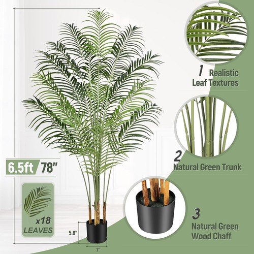 Piante Artificiali Grandi 200cm Pianta Finta in Vaso Plastica Palma Artificiale... - Foto 10 di 11