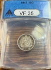 1847 Liberty Seated Dime ANACS VF35 Outstanding Eye Appeal Looks XF CHRC