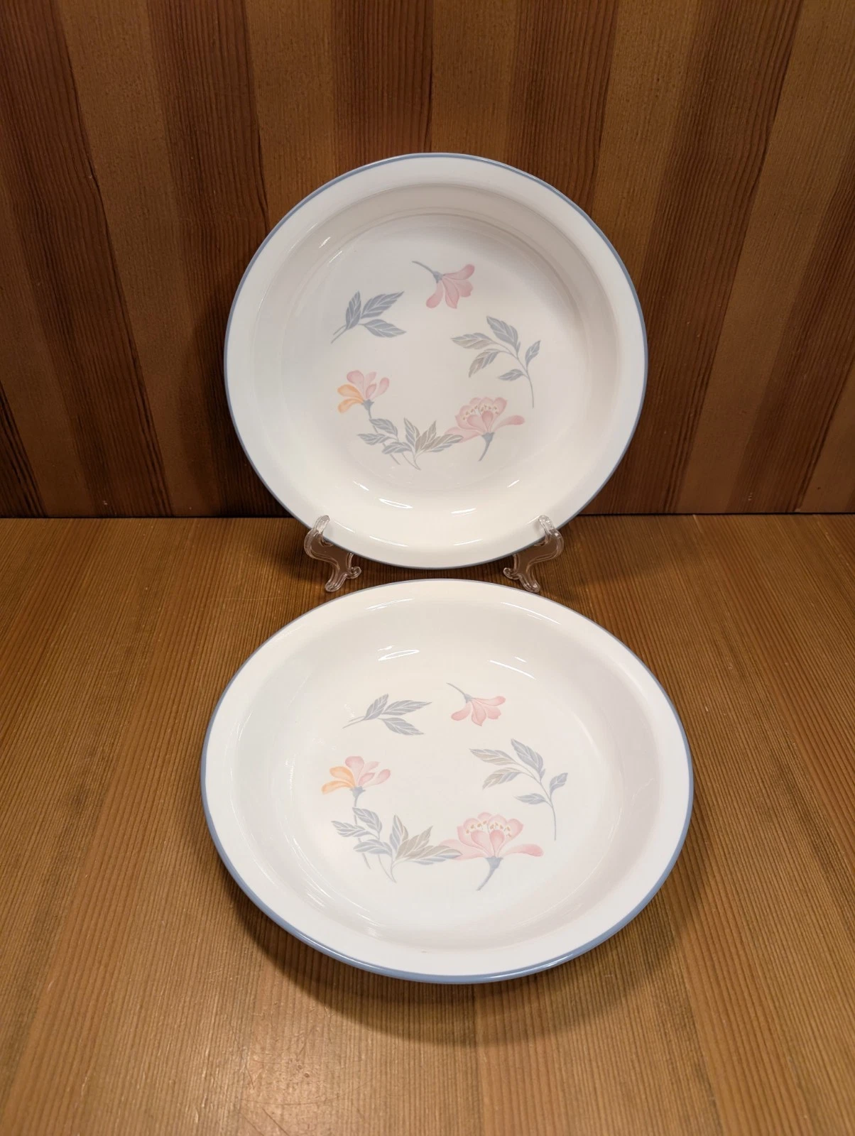 Lot of 2 Corelle PINK TRIO Pie Plate Pan Serving Server Platter 10.25” Set - EUC