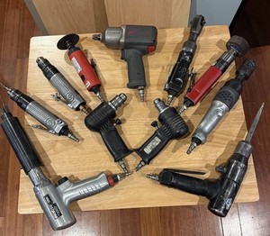Lot Of 11 Assorted Pneumatic Air Tools | Ingersoll Rand | Snap On | Chicago