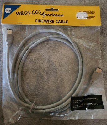 Firewire Kabel Sharkoon FireWire-Kabel IEEE 1394a / 1,8m 6-Pin / 6-Pin