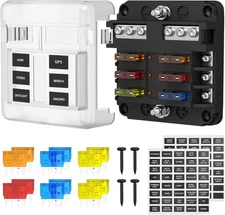 DaierTek 12V Fuse Block 6 Way 12 Volt Fuse Box ATO/ATC Marine Fuse Panel with LE