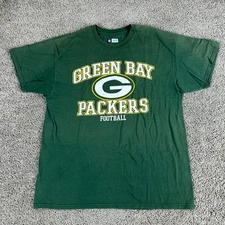 Green Bay Packers Shirt Mens Large Green Yellow Short Sleeve NFL Football Casual