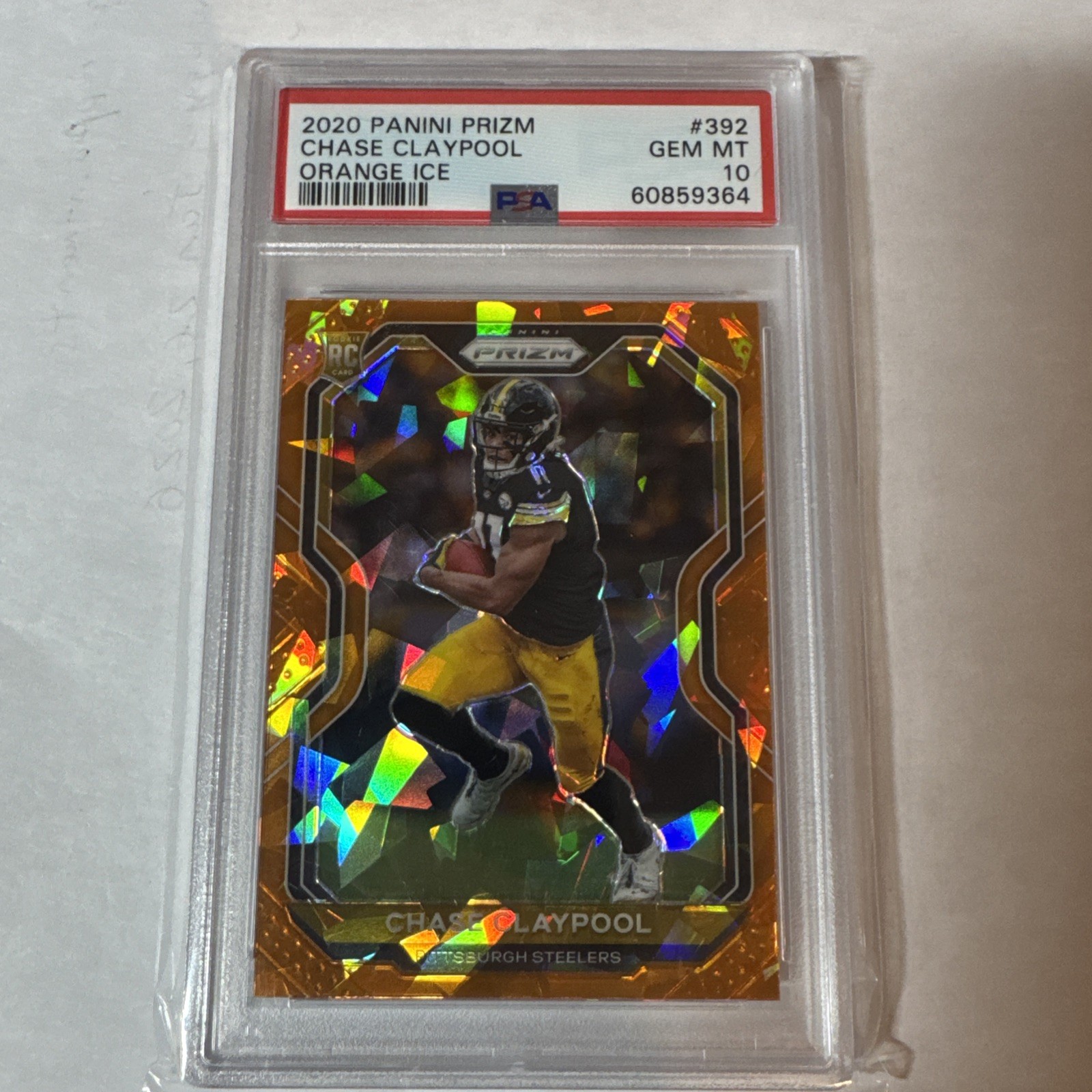 2020 Prizm Chase Claypool Orange Ice PRIZM Rookie Card RC #392 PSA 10 Steelers