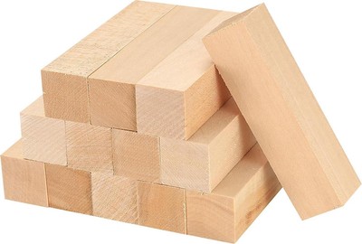 13 Stück Lindenholz Schnitzklötze, Holzklötze zum Basteln, unfertige Holzklötze